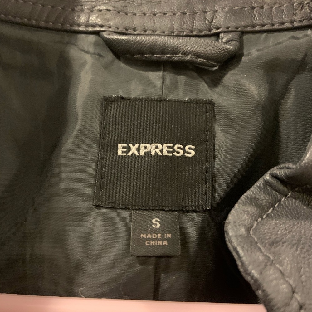 Express Gray Leather Jacket Size Small - image 3